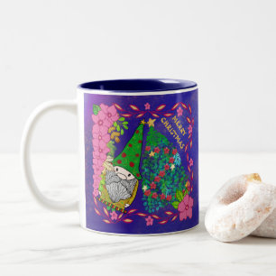 PERSONALISIERTE MERRY CHRISTMAS MIT GNOME XMAS TRE ZWEIFARBIGE TASSE