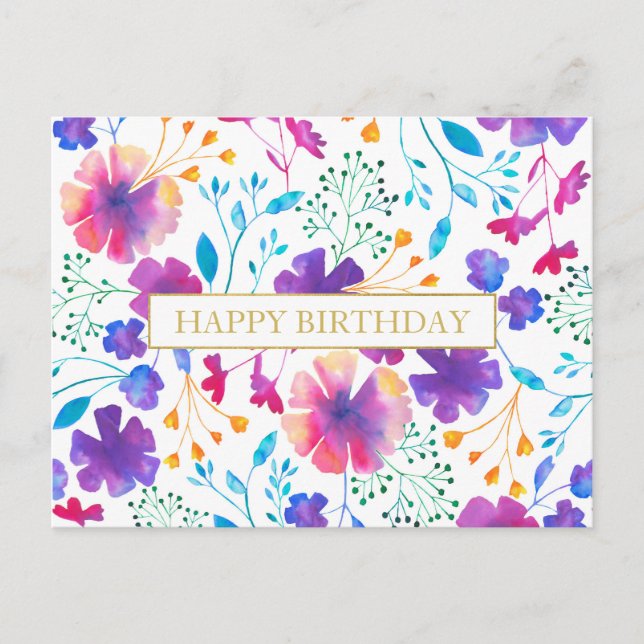 Personalisierte Message Floral Muster Postkarte (Vorderseite)
