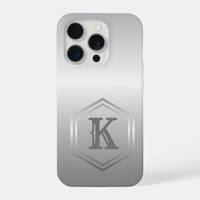 Personalisierte Metallic Silber Monogramm iPhone Hülle (Rückseite)