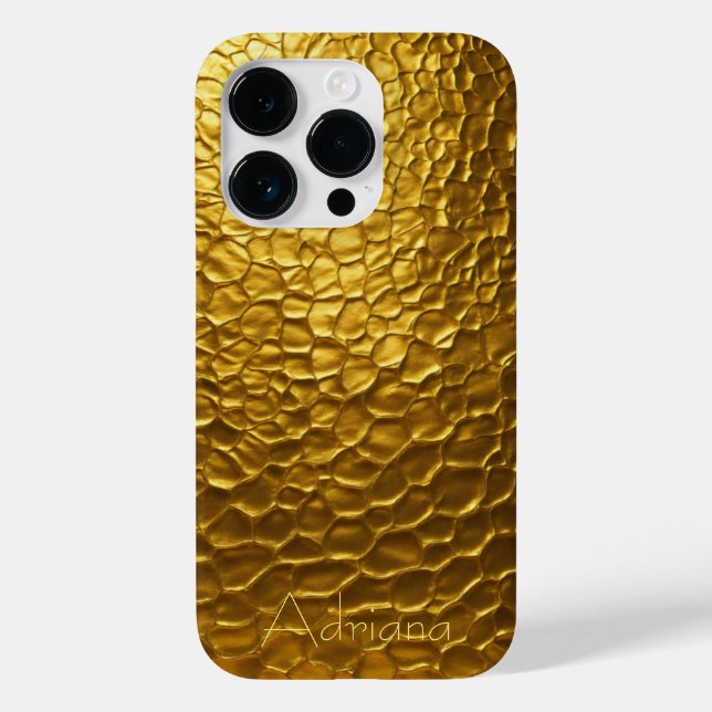Personalisierte Metallic Titan Gold Radialtextur Case-Mate iPhone Hülle (Rückseite)