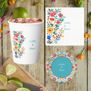 Personalisierte mexikanische Blumenzimmerdusche Serviette