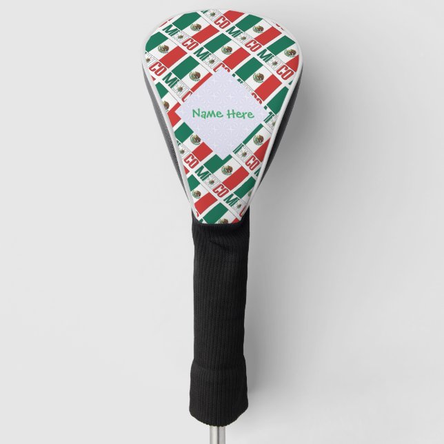 Personalisierte Mexiko-Flagge gekachelt Golf Headcover (Vorderseite)