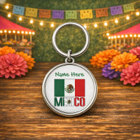 Personalisierte Mexiko-Flagge Runde Metall-