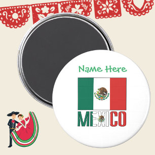 Personalisierte Mexiko-Flagge-Rundform Magnet