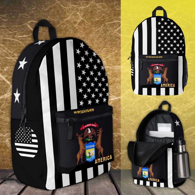 Personalisierte Michigan-Flaggentasche, amerikanis Bedruckter Rucksack (Von Creator hochgeladen)