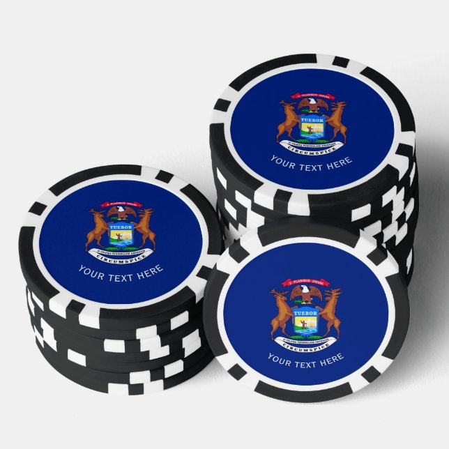 Personalisierte Michigan-Staatsflagge für Ihren Te Pokerchips (Stapel)