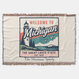 Personalisierte Michigan-Wurfdecke Decke