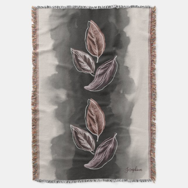 Personalisierte Mid-Century-Modern-Botanische Blät Decke (Vorderseite Vertikal)