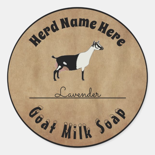 Personalisierte Milchseife für die Bergziege Runder Aufkleber (Vorderseite)
