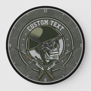 Personalisierte militärische Camouflage Soldat Sch Große Wanduhr