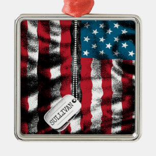 Personalisierte militärische Soldat-Hundeanhänger  Ornament Aus Metall