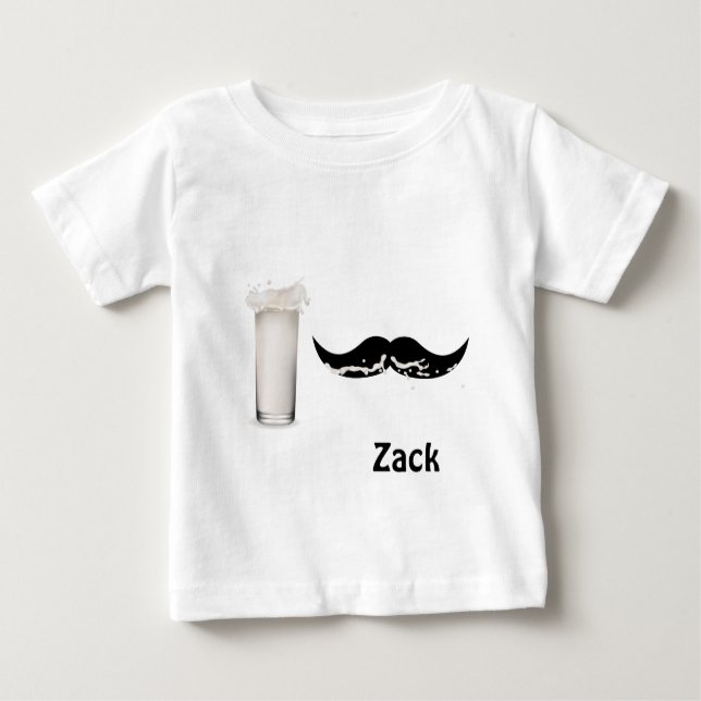 Personalisierte Milk Mustache Baby T-shirt (Vorderseite)