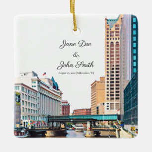 Personalisierte Milwaukee Skyline Keramik Ornament