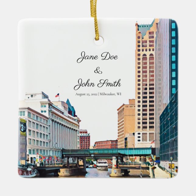 Personalisierte Milwaukee Skyline Keramik Ornament (Vorderseite)
