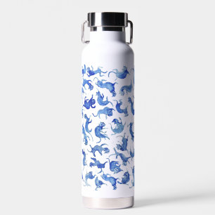 Personalisierte Ming-blaue schwimmende Katzen-Wass Trinkflasche