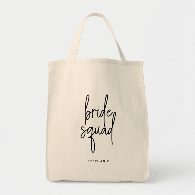 Personalisierte Minimal Bride Squad Tote Bag Tragetasche (Vorne)