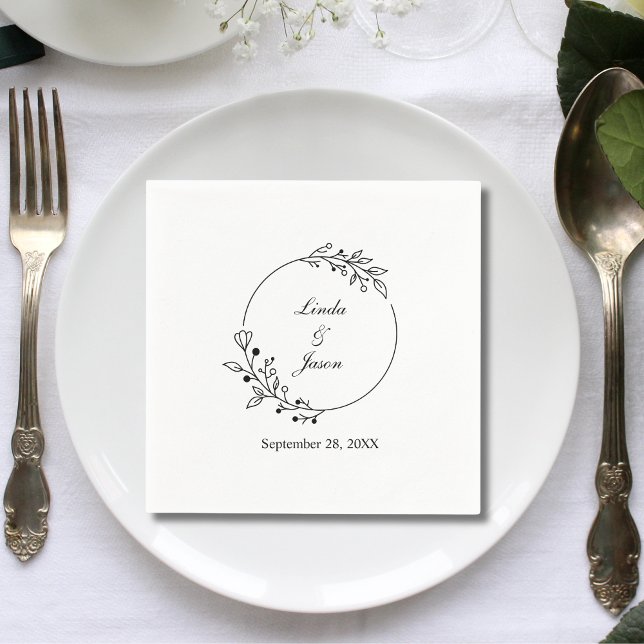Personalisierte Minimal Rustikale Blütenblattheizu Serviette (Personalized minimal rustic floral leaf napkins add natural charm to your wedding table)