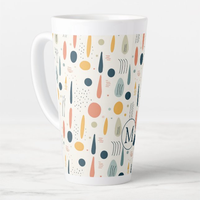 Personalisierte Minimale Abstrakte Boho Pastellfar Milchtasse (Linke Ecke)