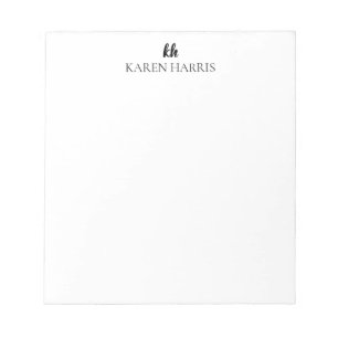 Personalisierte minimale Designinitialen und -name Notizblock