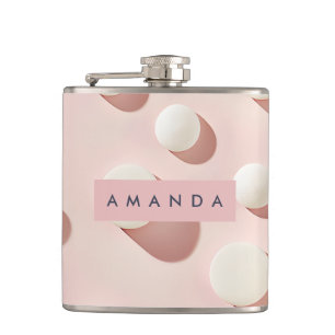Personalisierte Minimale Rosa Kreise Stil Flachmann