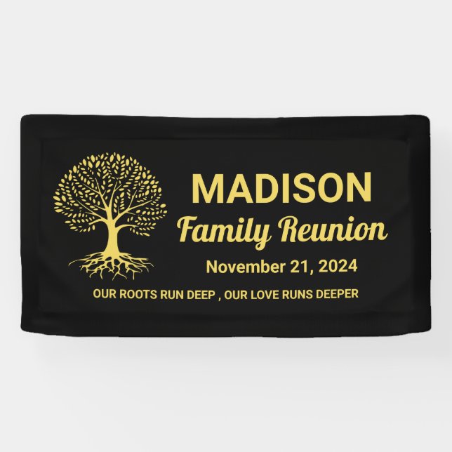 personalisierte minimale schwarze goldene Familien Banner (Horizontal)