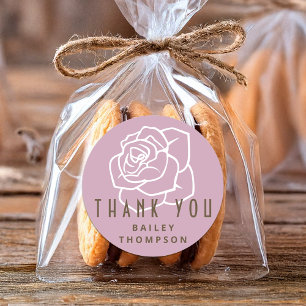 Personalisierte Minimalistisch Retro Rosa Rose Vie Runder Aufkleber