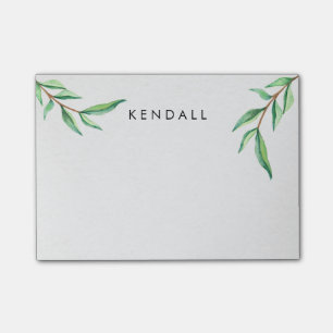 Personalisierte Minimalistische Aquarellfarben-Blä Post-it Klebezettel