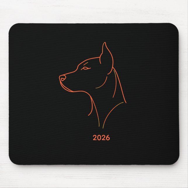 Personalisierte Minimalistische Dobermann-Linienku Mousepad (Vorne)