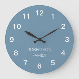 Personalisierte Minimalistische Dusty Blue Wall Uh Große Wanduhr