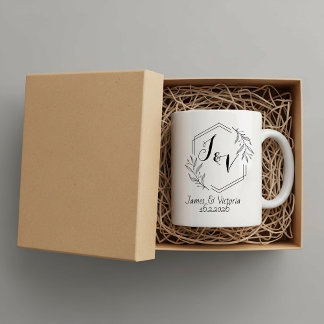 Personalisierte minimalistische Hochzeit mit Anfan Kaffeetasse
