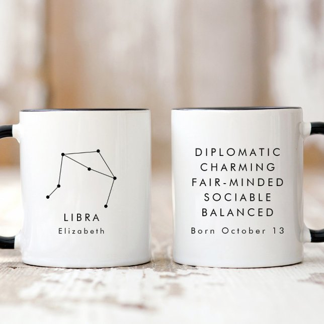 Personalisierte Minimalistische Libra Zodiac-Zeich Tasse (Von Creator hochgeladen)