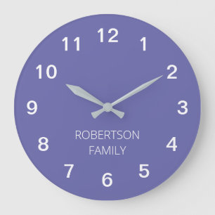 Personalisierte minimalistische lila violette Wand Große Wanduhr