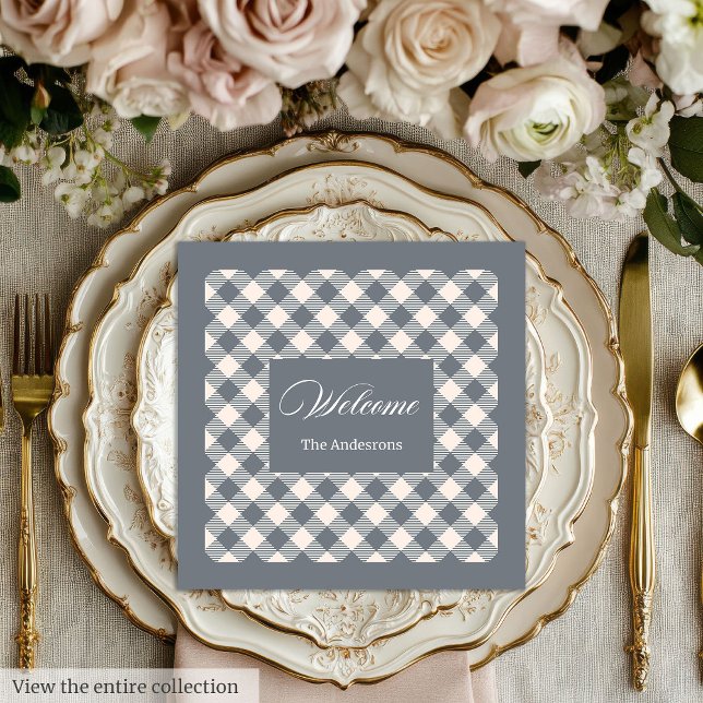 Personalisierte Minimalistische Napkins Light Grau Serviette (Personalized Minimalist Napkins Light Grey Plaid)