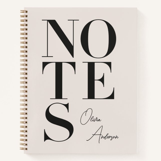 Personalisierte Minimalistische Notizen Benutzerde Notizbuch (Vorderseite)