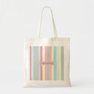 Personalisierte minimalistische Pastellstreifen Tragetasche