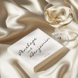 Personalisierte Minimalistische Schwarz-weiße Scri Serviette