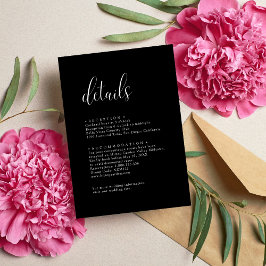 Personalisierte Minimalistische Schwarze Hochzeite Begleitkarte