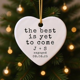 Personalisierte Minimalistische Typografie Verlobt Keramik Ornament