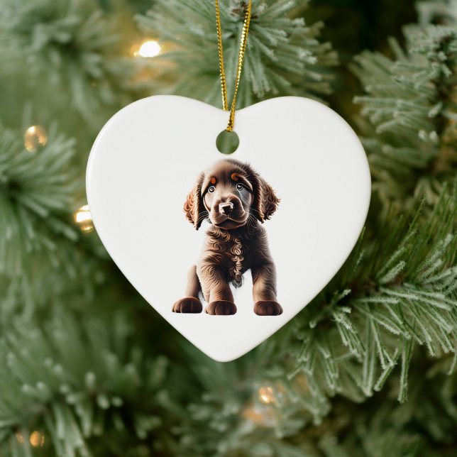 Personalisierte, mit Curly überzogene Retriever-We Keramik Ornament (Baum)