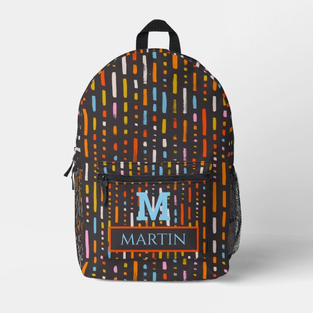 Personalisierte mit Monogramm Abstrakte Bedruckter Rucksack (Vorderseite)