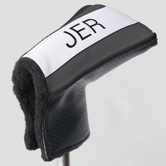 Personalisierte Mit Monogramm dunkle graue Putter Golf Headcover (3/4 Vorderseite)