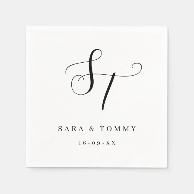 Personalisierte Mit Monogramm Elegante Hochzeit Serviette (Vorderseite)