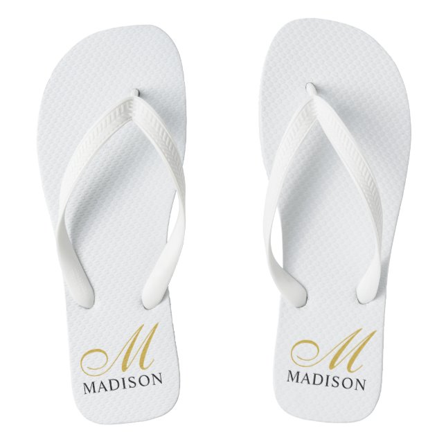 Personalisierte Mit Monogramm Goldene Flip Flops (Fußbett)