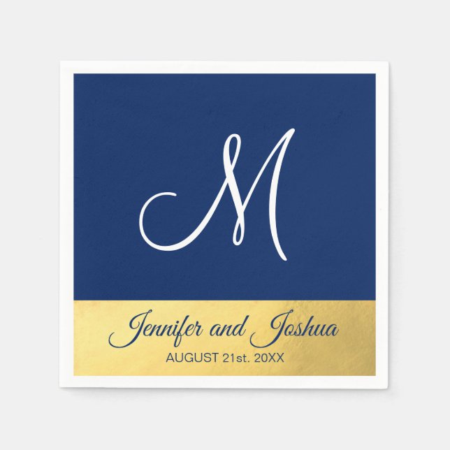 Personalisierte Mit Monogramm Hochzeit der Navy Serviette (Vorderseite)