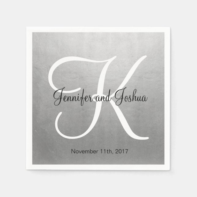 Personalisierte Mit Monogramm Imitate Silberne Foi Serviette (Vorderseite)