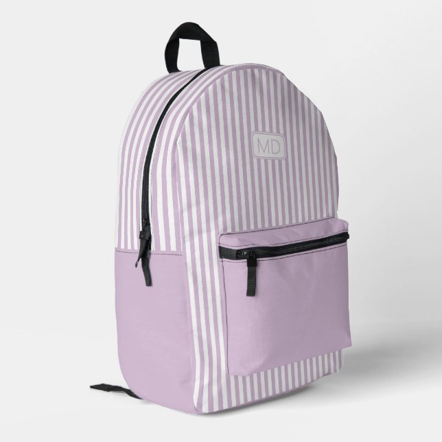 Personalisierte Mit Monogramm Lilac-Streifen Bedruckter Rucksack (Rückseitige Ecke links)