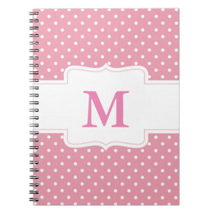 Personalisierte Mit Monogramm Pink- und Weißpolka- Notizblock