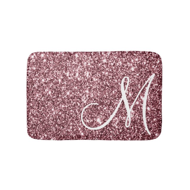 Personalisierte Mit Monogramm Rose Gold Glitzer Lu Badematte (Vorderseite)