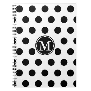 Personalisierte Mit Monogramm schwarz-weiße Polka- Notizblock