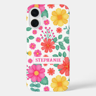 Personalisierte Mit Monogramm Wildblume Niedlich iPhone 16 Hülle